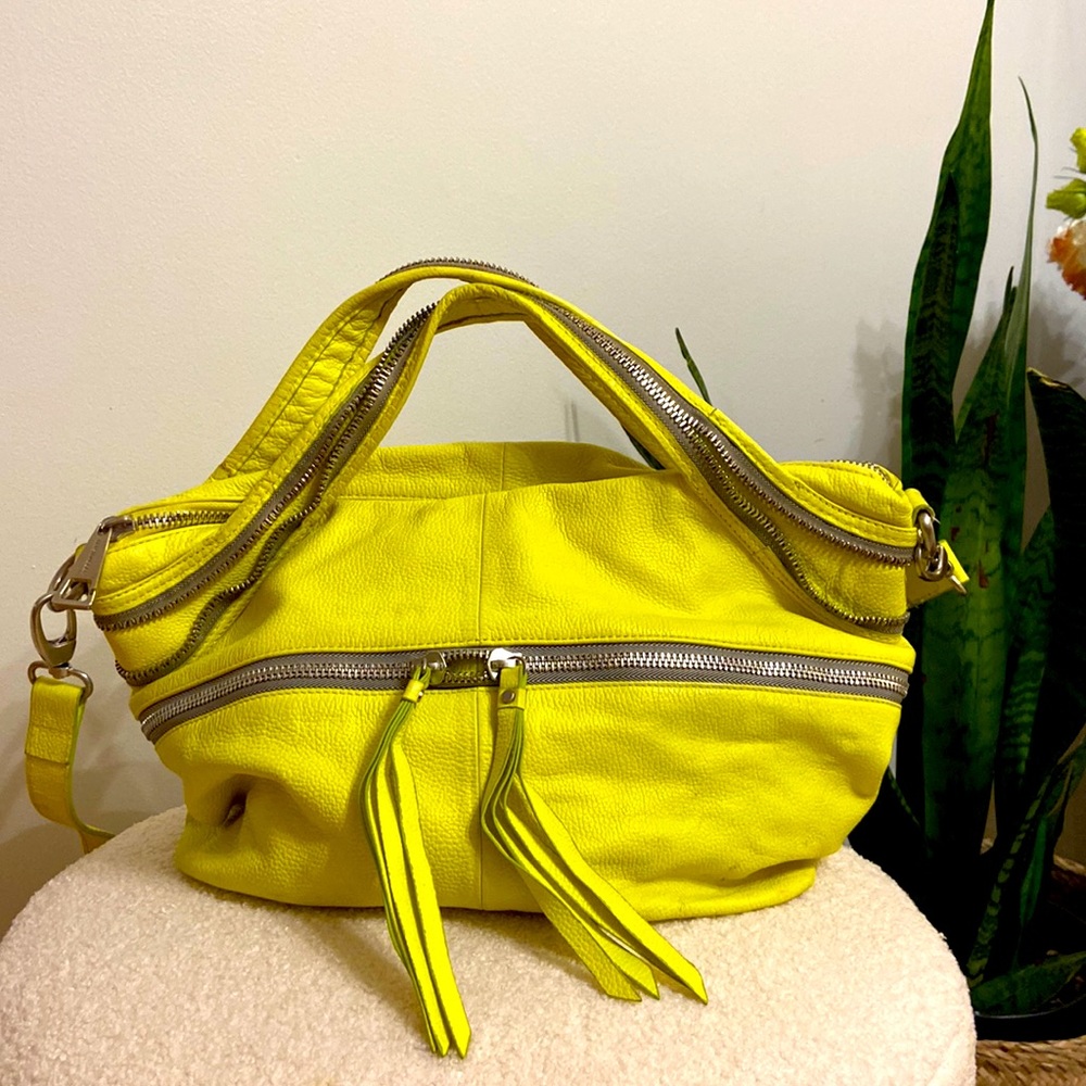 Kelsi Dagger Neon Yellow Zipper Hobo Bag